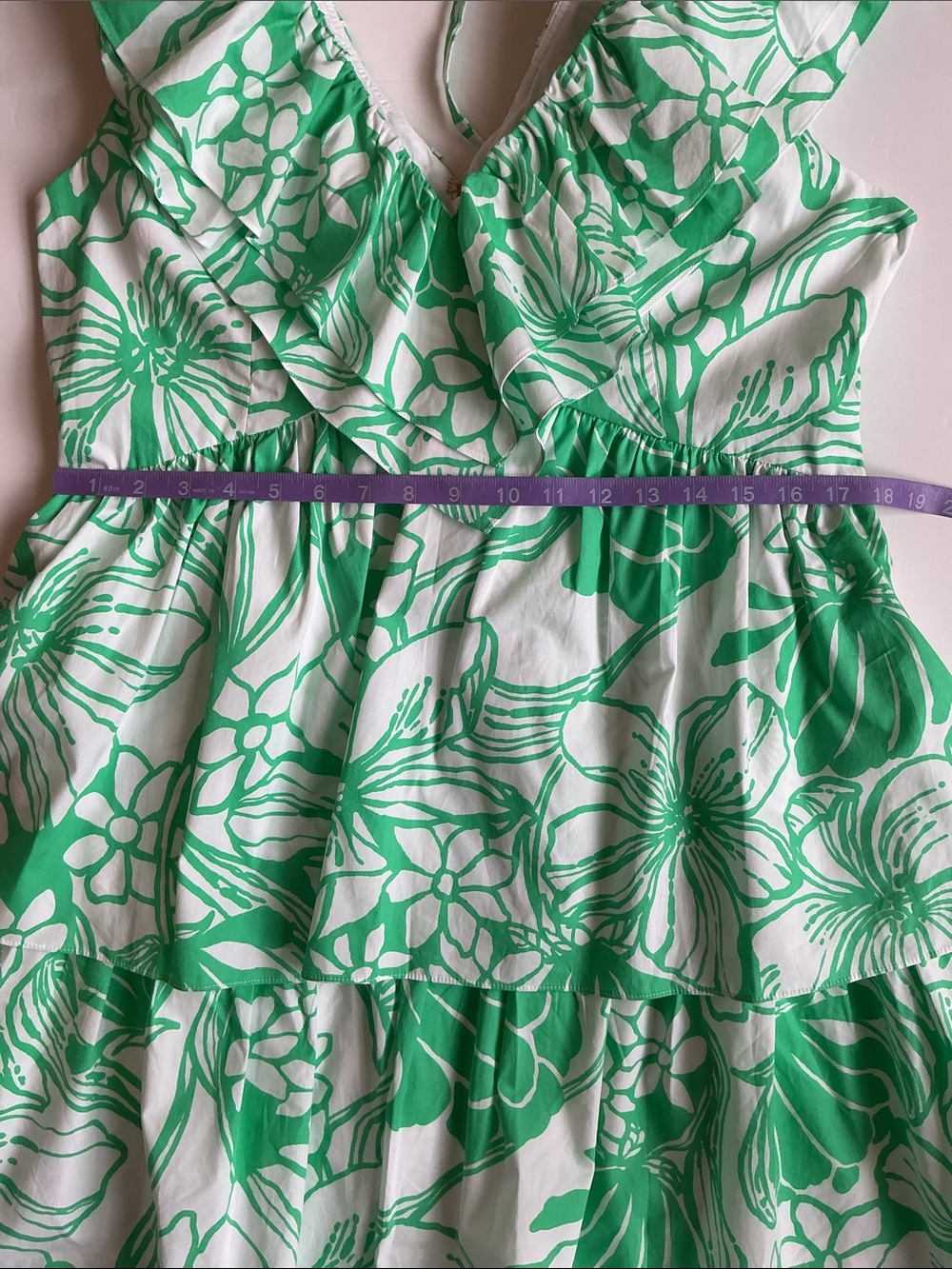 NWT Lilly Pulitzer RitaMarie V-Neck Ruffle Dress Spearmint Green Size 14 - Picture 9 of 13